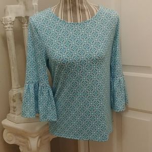 Chico's Tonal Tile Boho Flutter Sleeve Top